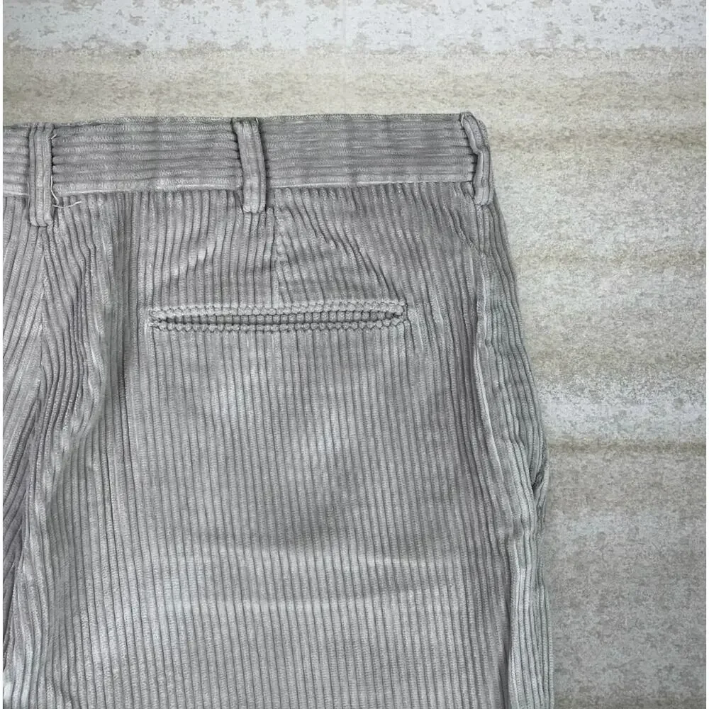 Vintage 90s Lands End Corduroy Pants 36x30 Baggy Wide Leg Fit Tan Cotton - Picture 3 of 4
